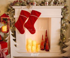 Candle Fireplace Socks Christmas Party Backdrop - Layoris