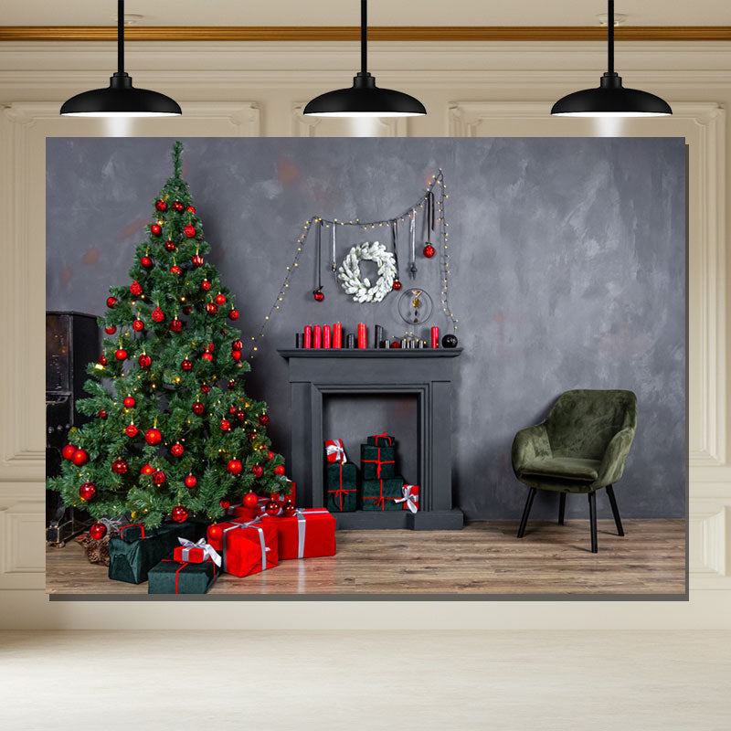 Layoris Dark Gray Wall Fireplace Christmas Backdrop