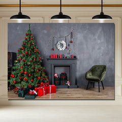 Layoris Dark Gray Wall Fireplace Christmas Backdrop