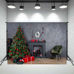 Layoris Dark Gray Wall Fireplace Christmas Backdrop