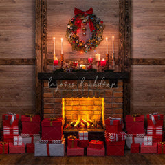 Wooden Gift Box Fireplace Christmas Backdrop - Layoris