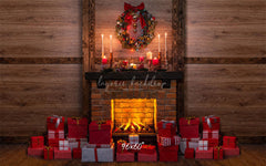 Wooden Gift Box Fireplace Christmas Backdrop - Layoris