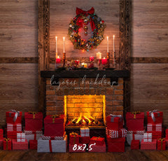 Wooden Gift Box Fireplace Christmas Backdrop - Layoris