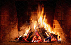 Burning Fireplace Christmas Party Backdrop - Layoris