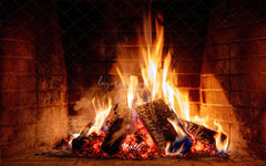 Burning Fireplace Christmas Party Backdrop - Layoris