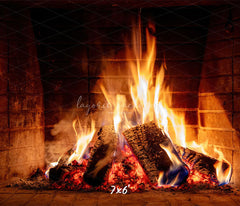 Burning Fireplace Christmas Party Backdrop - Layoris