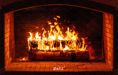 Burning Brick Fireplace Christmas Party Backdrop - Layoris