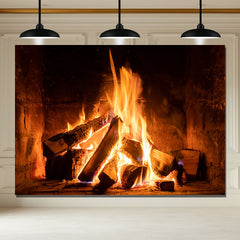 Layoris Burning Wood Stove Christmas Party Backdrop