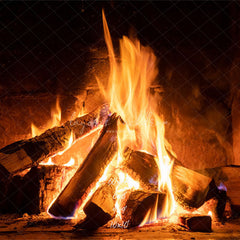 Burning Wood Stove Christmas Party Backdrop - Layoris
