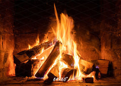 Burning Wood Stove Christmas Party Backdrop - Layoris