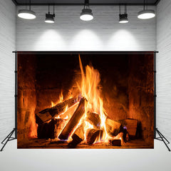 Layoris Burning Wood Stove Christmas Party Backdrop