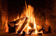 Burning Wood Stove Christmas Party Backdrop - Layoris