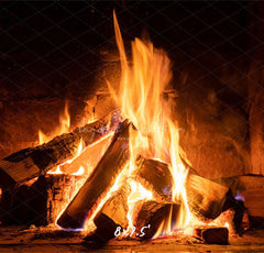 Burning Wood Stove Christmas Party Backdrop - Layoris
