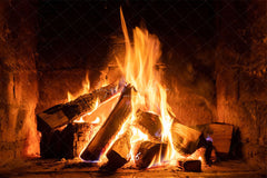 Burning Wood Stove Christmas Party Backdrop - Layoris