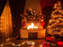Indoor Fireplace Christmas Party Backdrop - Layoris