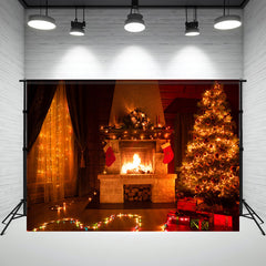 Layoris Indoor Fireplace Christmas Party Backdrop