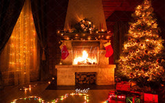 Indoor Fireplace Christmas Party Backdrop - Layoris