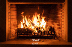 Flame Fireplace Christmas Party Backdrop - Layoris