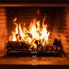 Flame Fireplace Christmas Party Backdrop - Layoris
