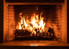 Flame Fireplace Christmas Party Backdrop - Layoris