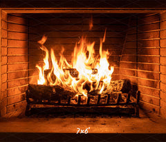 Flame Fireplace Christmas Party Backdrop - Layoris