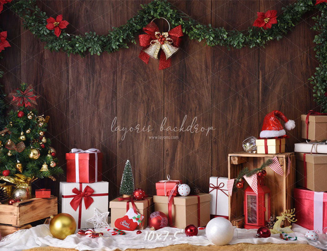 Wooden Wall Gift Box Ball Christmas Party Backdrop - Layoris