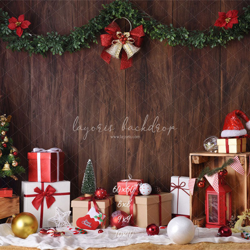 Wooden Wall Gift Box Ball Christmas Party Backdrop - Layoris
