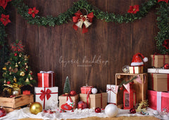 Wooden Wall Gift Box Ball Christmas Party Backdrop - Layoris