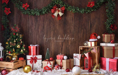 Wooden Wall Gift Box Ball Christmas Party Backdrop - Layoris