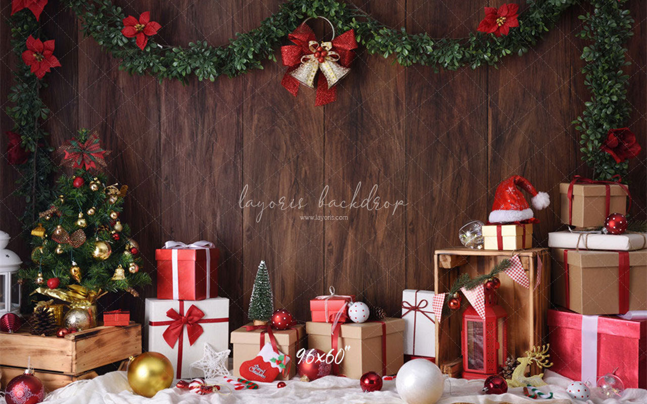 Wooden Wall Gift Box Ball Christmas Party Backdrop - Layoris