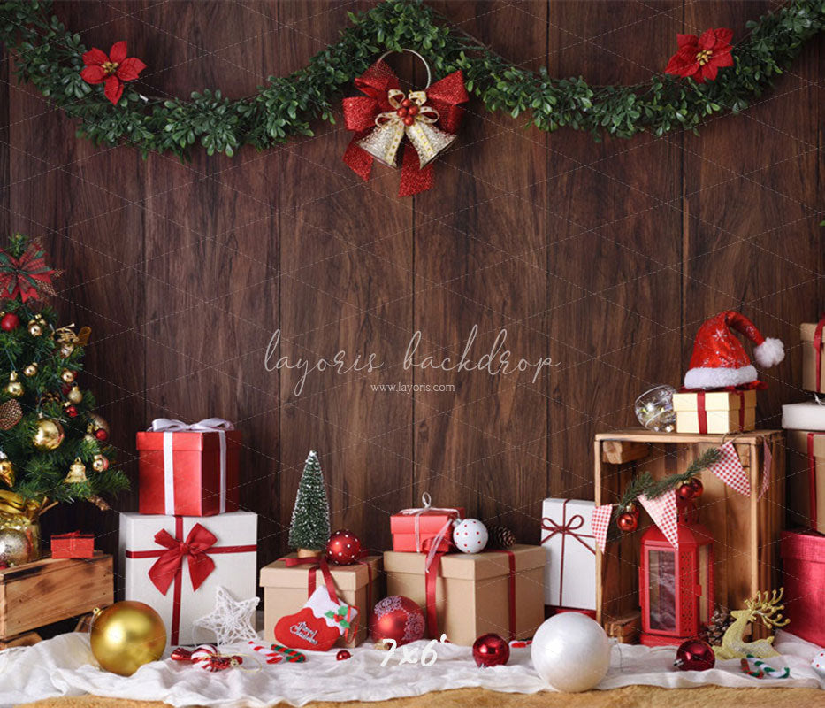 Wooden Wall Gift Box Ball Christmas Party Backdrop - Layoris