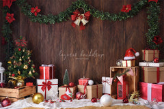 Wooden Wall Gift Box Ball Christmas Party Backdrop - Layoris