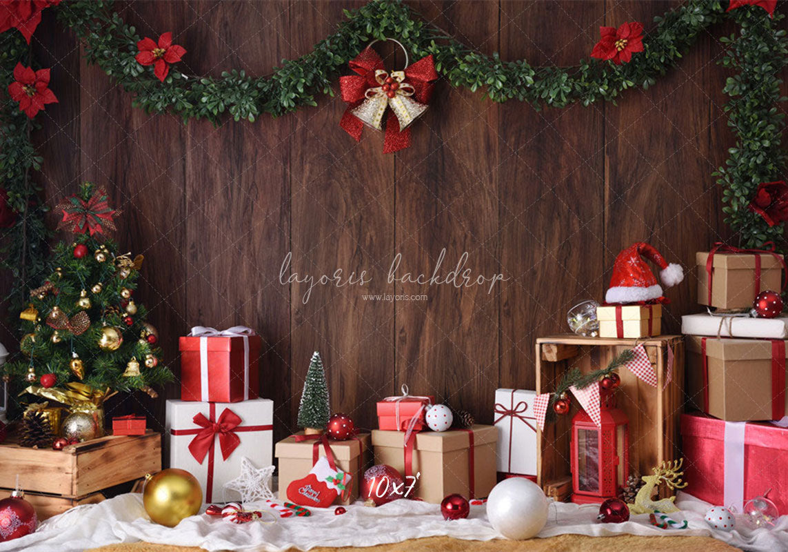 Wooden Wall Gift Box Ball Christmas Party Backdrop - Layoris