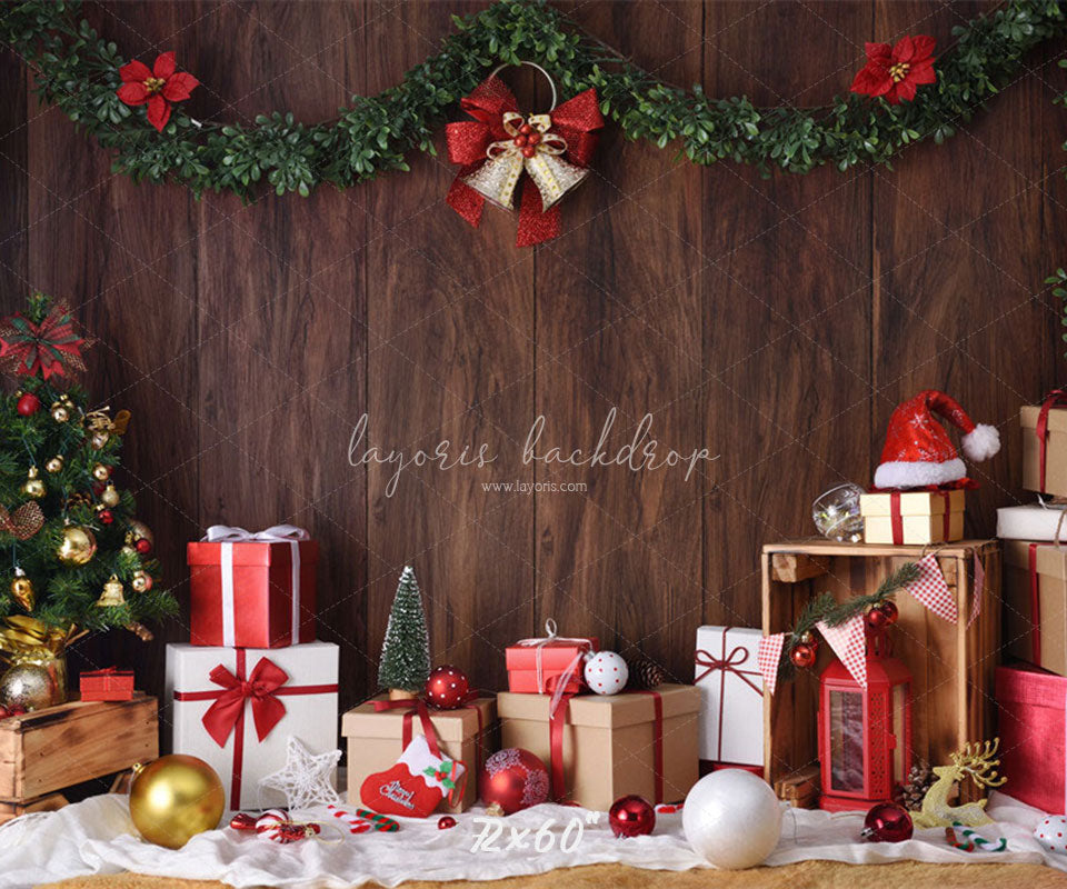 Wooden Wall Gift Box Ball Christmas Party Backdrop - Layoris