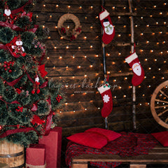 Wooden Board Socks And Wheels Christmas Backdrop - Layoris