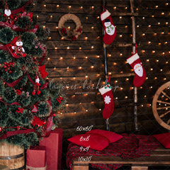 Wooden Board Socks And Wheels Christmas Backdrop - Layoris