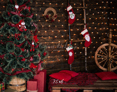Wooden Board Socks And Wheels Christmas Backdrop - Layoris