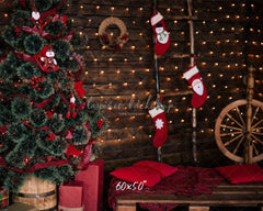 Wooden Board Socks And Wheels Christmas Backdrop - Layoris