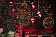 Wooden Board Socks And Wheels Christmas Backdrop - Layoris
