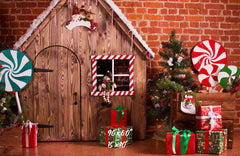 Brick Wooden House Christmas Backdrop - Layoris