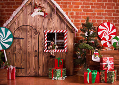 Brick Wooden House Christmas Backdrop - Layoris