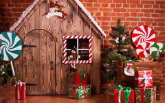Brick Wooden House Christmas Backdrop - Layoris