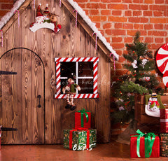 Brick Wooden House Christmas Backdrop - Layoris