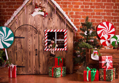 Brick Wooden House Christmas Backdrop - Layoris