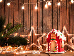 Wooden Star Lights Christmas Party Backdrop - Layoris