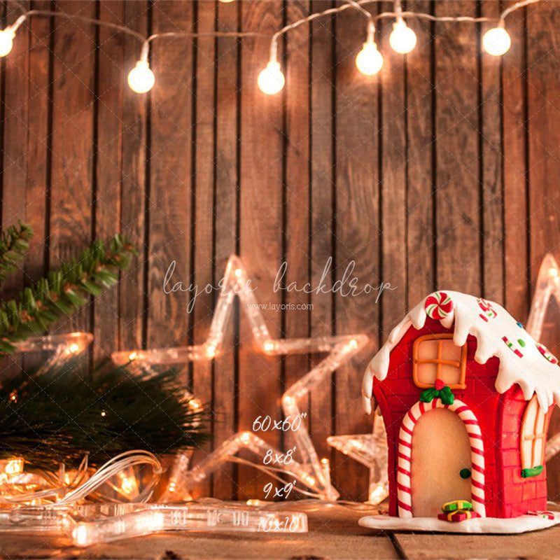 Wooden Star Lights Christmas Party Backdrop - Layoris