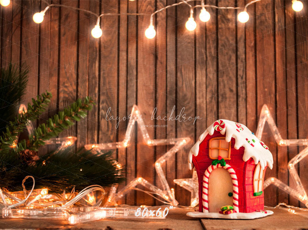 Wooden Star Lights Christmas Party Backdrop - Layoris