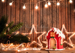 Wooden Star Lights Christmas Party Backdrop - Layoris