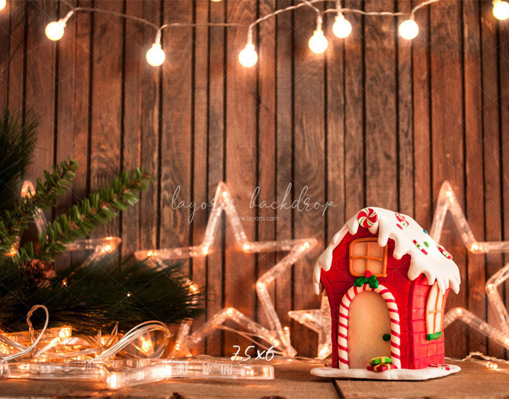 Wooden Star Lights Christmas Party Backdrop - Layoris