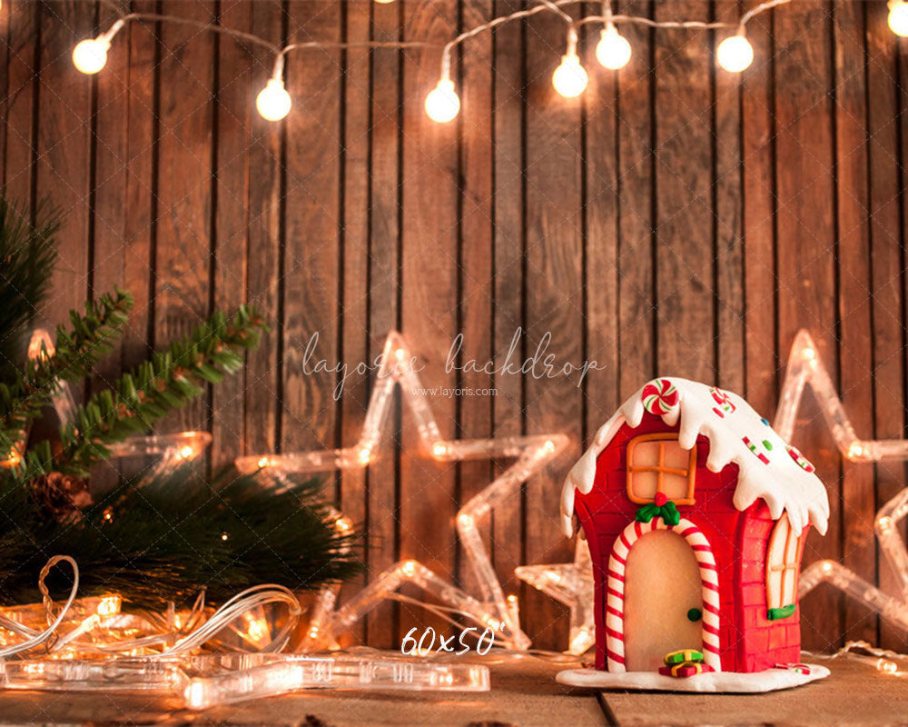 Wooden Star Lights Christmas Party Backdrop - Layoris